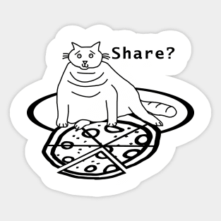 Chonky Cat finds Pizza Outline Sticker